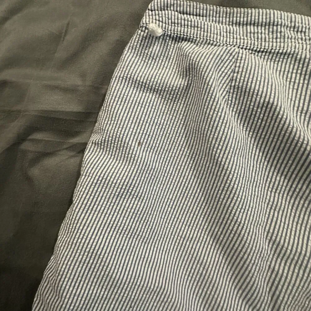 J.Crew Seersucker Board Short Mens 36 Striped Lined Swim Trunks Beach Pool Blue